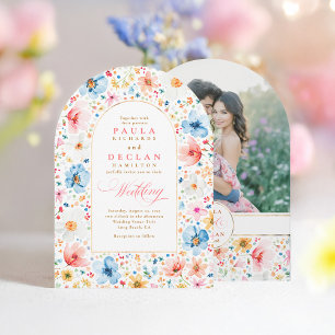 Wildblume Boho Blumengarten Hochzeitstag Foto Einladung