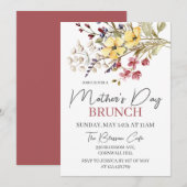 Wildblume Boho Blumenmüttertagsbrunch Einladung (Vorne/Hinten)
