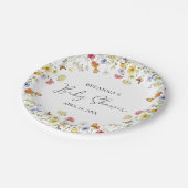 Wildblume Boho Botanical Baby Dusche Pappteller (Schrägansicht)