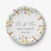 Wildblume Boho Botanical & Mrs. Wedding Pappteller (Vorderseite)