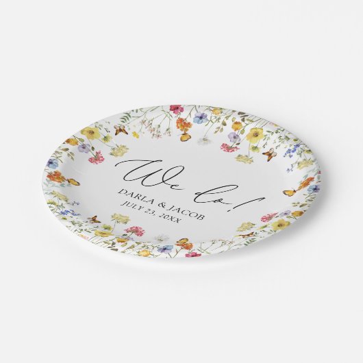 Wildblume Boho Botanical We Do Wedding Pappteller (Schrägansicht)