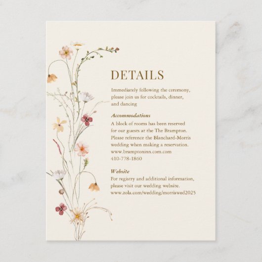 Wildblume Boho | Botanische Verschlusskarte Begleitkarte (Vorderseite)