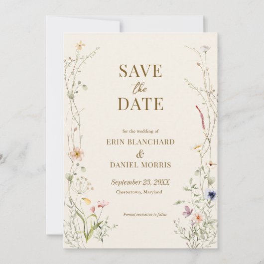 Wildblume Boho | Botanisches Foto Save the Date (Vorderseite)