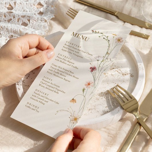 Wildblume Boho | Botanisches Menü Menükarte