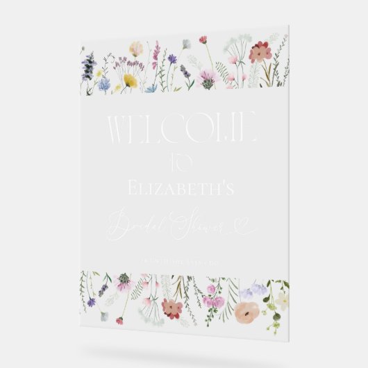 Wildblume Boho Brautparty Begrüßung Akryllische Un Acrylschild (Winkel)