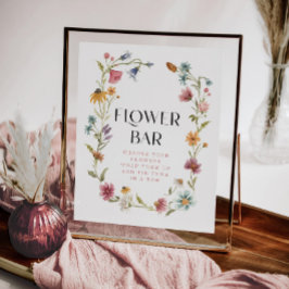 Wildblume Boho Brautparty Blume Bar Signatur Poster
