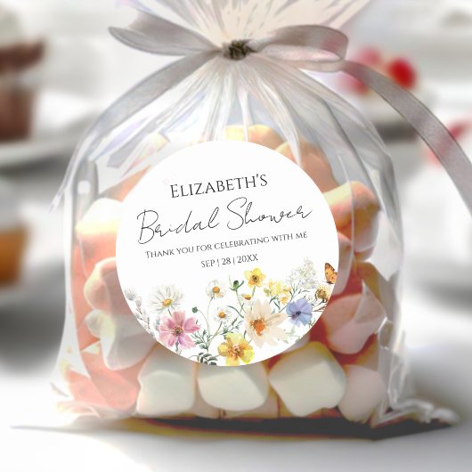 Wildblume Boho Brautparty danke Runder Aufkleber