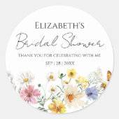 Wildblume Boho Brautparty danke Runder Aufkleber (Vorderseite)