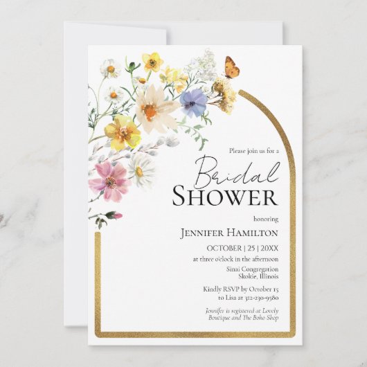 Wildblume Boho Brautparty Einladung (Vorderseite)