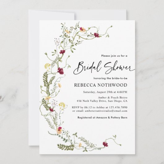 Wildblume Boho Brautparty Einladung (Vorderseite)