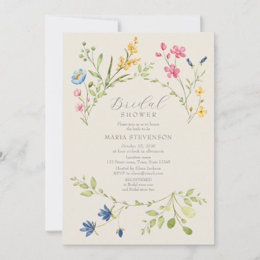 Wildblume Boho Brautparty Einladung (Vorderseite)