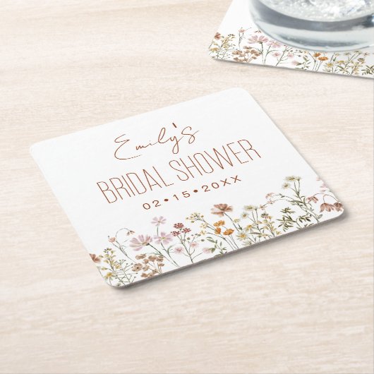 Wildblume Boho Brautparty im Blumengarten Rechteckiger Pappuntersetzer (angewinkelt)