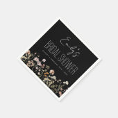 Wildblume Boho Brautparty in Bloom Black Serviette (Ecke)