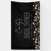 Wildblume Boho Brautparty Rustikal Schwarz Banner (Vertikal)