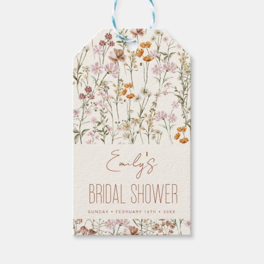 Wildblume Boho Brautparty Wasserfarbe im Blut Geschenkanhänger (Vorderseite)