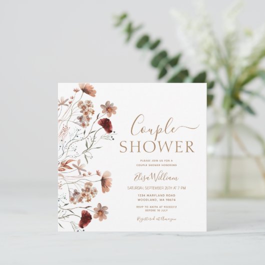 Wildblume Boho Bridal Dusche Einladung (Stehend Vorderseite)