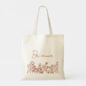 Wildblume Boho Bridesmaid Name Tote Bag Tragetasche (Rückseite)