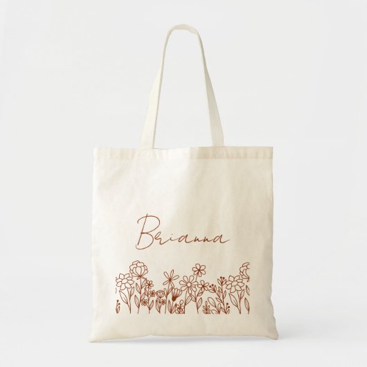 Wildblume Boho Bridesmaid Name Tote Bag Tragetasche (Vorne)