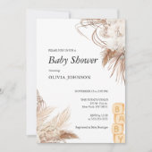 Wildblume Boho Brown Gender Neutral Baby Dusche Einladung (Vorderseite)