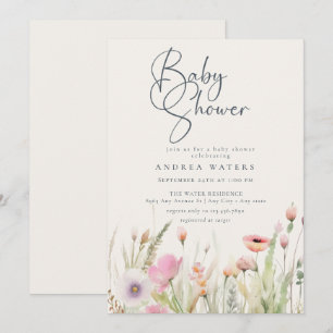 Wildblume Boho Chic Baby Dusche Einladung