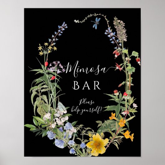 Wildblume Boho Chic Blumenkartentafeln Poster (Vorne)