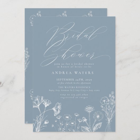 Wildblume Boho Chic Brautparty Einladung (Vorne/Hinten)