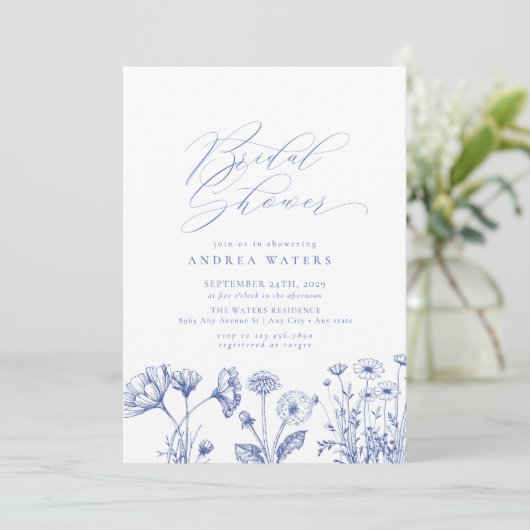 Wildblume Boho Chic Brautparty Einladung (Stehend Vorderseite)