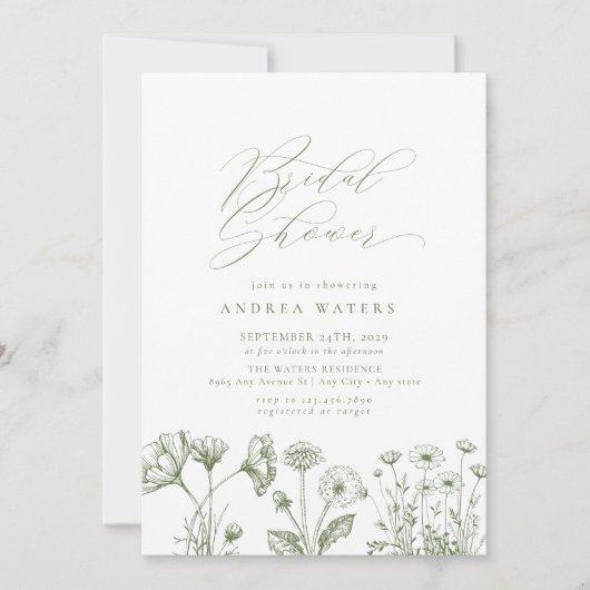 Wildblume Boho Chic Brautparty Einladung (Vorderseite)