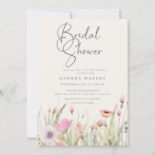 Wildblume Boho Chic Brautparty Einladung (Vorderseite)