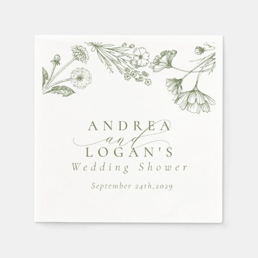 Wildblume Boho Chic Brautparty Serviette (Vorderseite)