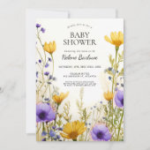 Wildblume Boho Chic Watercolor Blütendusche Einladung (Vorderseite)