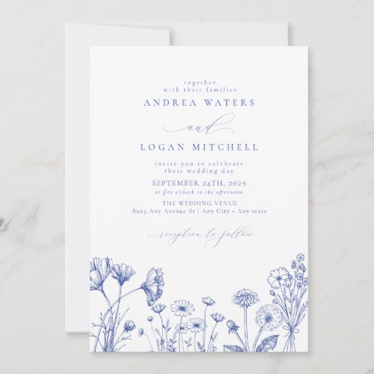 Wildblume Boho Chic Wedding Einladung (Vorderseite)