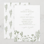 Wildblume Boho Chic Wedding Einladung (Vorne/Hinten)