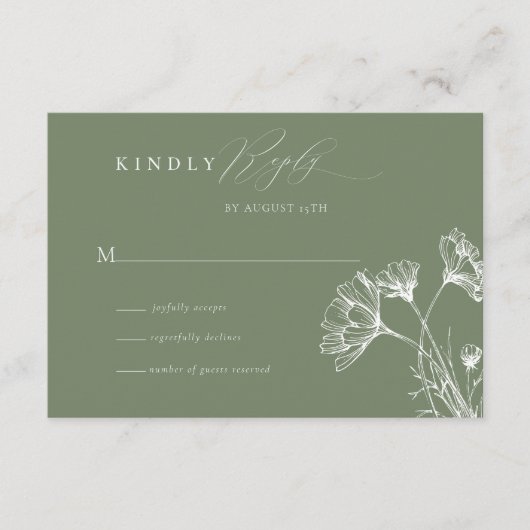 Wildblume Boho Chic Wedding RSVP Begleitkarte (Vorderseite)