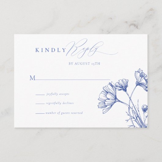 Wildblume Boho Chic Wedding RSVP Begleitkarte (Vorderseite)