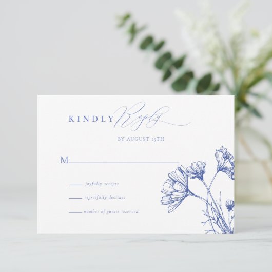 Wildblume Boho Chic Wedding RSVP Begleitkarte (Stehend Vorderseite)