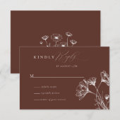 Wildblume Boho Chic Wedding RSVP Begleitkarte (Vorne/Hinten)
