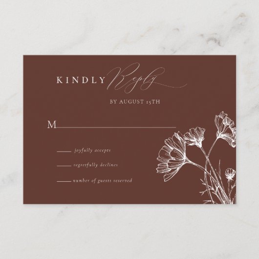Wildblume Boho Chic Wedding RSVP Begleitkarte (Vorderseite)