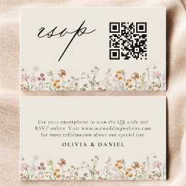 Wildblume Boho Cream UAWG QR Code Hochzeit Begleitkarte