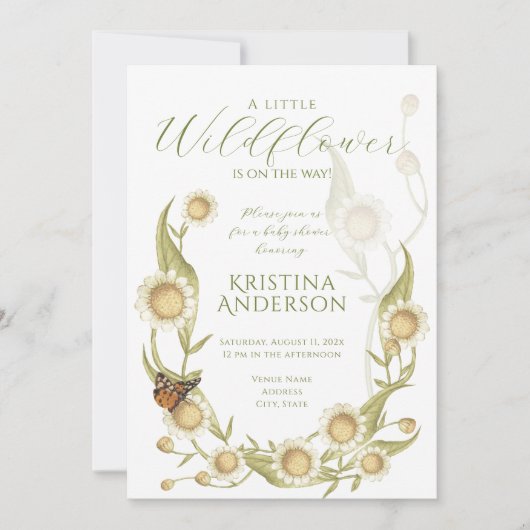 Wildblume Boho Daisy Kinderdusche Einladung (Vorderseite)