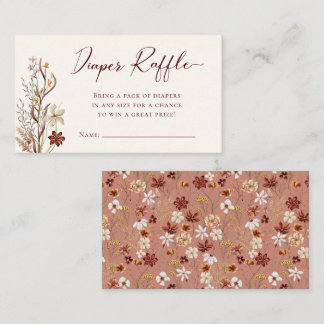 Wildblume Boho Diaper Raffle Baby Dusche Begleitkarte