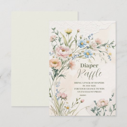 Wildblume Boho Diapper Raffle Begleitkarte (Vorne/Hinten)