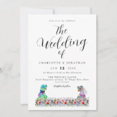 Wildblume Boho Dinosaur Theme Wedding Einladung (Vorderseite)