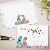 Wildblume Boho Dinosaur Wedding Reply RSVP Karte