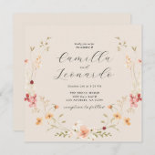 Wildblume Boho Einladung zur Hochzeit (Vorne/Hinten)