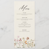 Wildblume Boho Elegant Wedding Empfang Menükarte (Vorderseite)