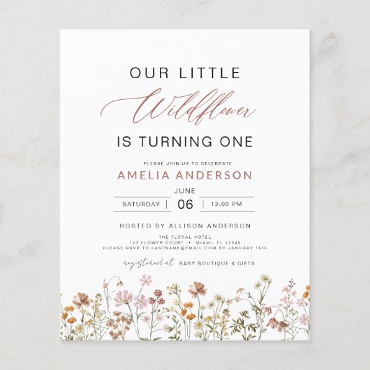Wildblume Boho Erster Geburtstagsgarten (Vorderseite)