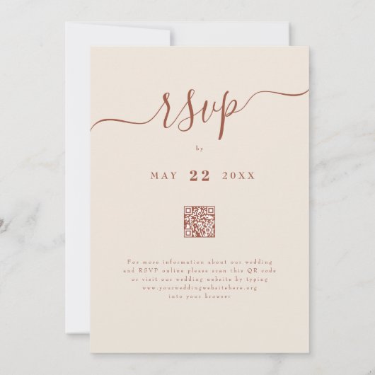 Wildblume Boho Fall Beige Terracotta QR-Code Einladung (Rückseite)