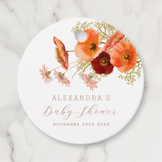 Wildblume Boho Fall Floral Custom Baby Dusche Geschenkanhänger (Vorderseite)