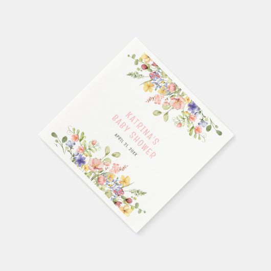 Wildblume Boho Field Gender Neutral Baby Shower Serviette (Ecke)